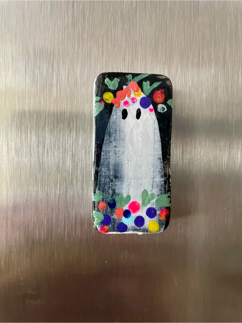 Hand painted Domino Ghost magnet